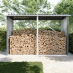 Legnaia da esterno in acciaio zincato nero 238x87x160cm con tetto spiovente - immagine 2