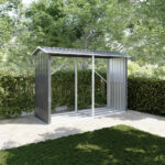 Legnaia da esterno in acciaio zincato nero 238x87x160cm con tetto spiovente - immagine 3