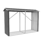 Legnaia da esterno in acciaio zincato nero 238x87x160cm con tetto spiovente - immagine 6